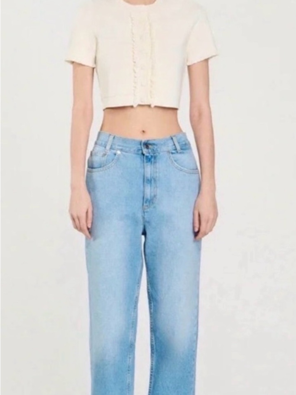 Sandro High-Waist Light Blue Straight Jeans - Women